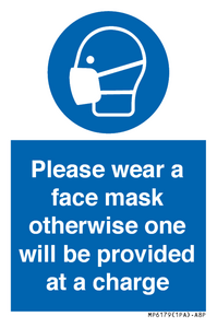 Please wear a face mask otherwise one will be provided at a charge